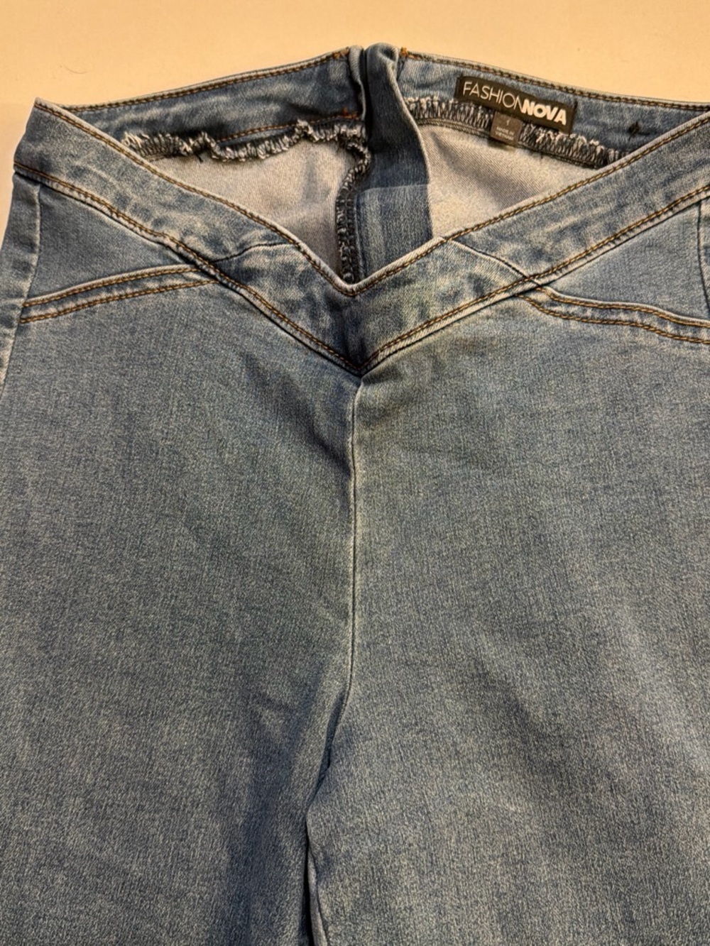 Fashion Nova High-Rise V-Waist Light Blue Jeans